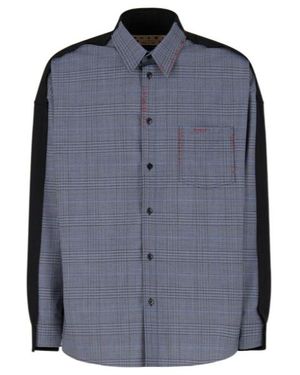 Marni Check-Patterned Buttoned Shirt - Blue