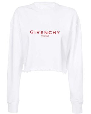 Givenchy Logo Printed Cropped Sweatshirt - White