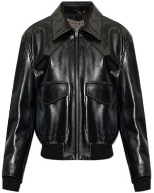 Marni Zip-Up Leather Jacket - Black
