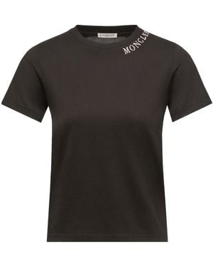 Moncler Sketch Logo Cotton T-Shirt - Black