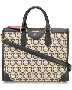 Ferragamo Interlocking Gancini Print Tote - Metallic