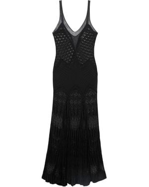 Blumarine Patterned V-Neck Maxi Dress - Black