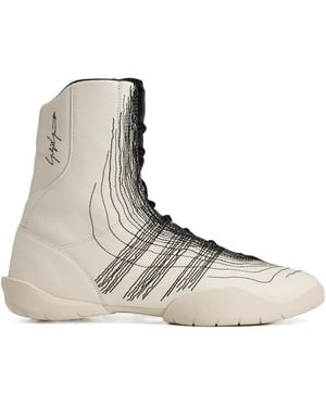 Y-3 Regu Embroidered High-Top Trainers - Brown