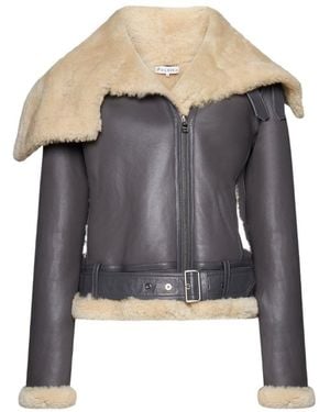 JW Anderson Jw Anderson Fleece-Collar Leather Jacket - Black