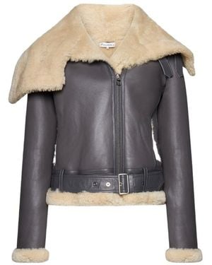 JW Anderson Jw Anderson Fleece-Collar Leather Jacket - Black