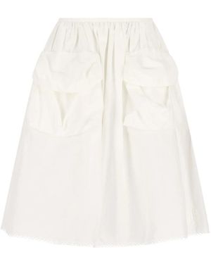 Miu Miu Flap-Pocket Midi Skirt - White