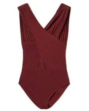Twinset V-Neck Sleeveless Bodysuit - Red