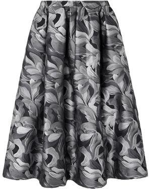 Dries Van Noten Pleated Brocade Midi Skirt - Gray