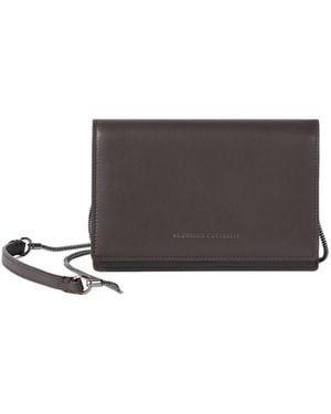 Brunello Cucinelli Calfskin Wallet With Detachable Precious Strap - White