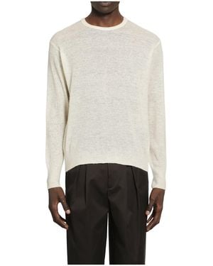 Ssstein Wool Crew Neck Knit Jumper - White