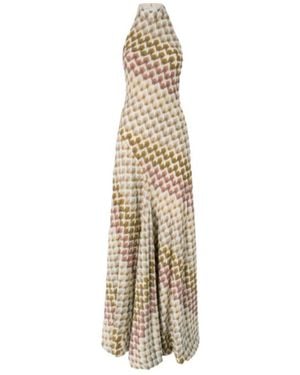 Missoni Geometric-Pattern Halterneck Dress - Metallic