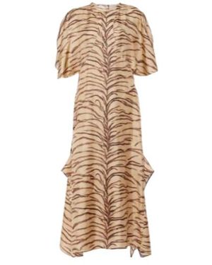Stella McCartney Printed Silk Midi Dress - Natural