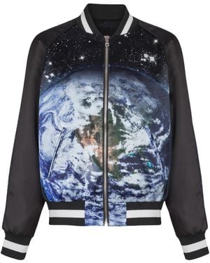 Balmain Printed Bomber Jacket - Blue