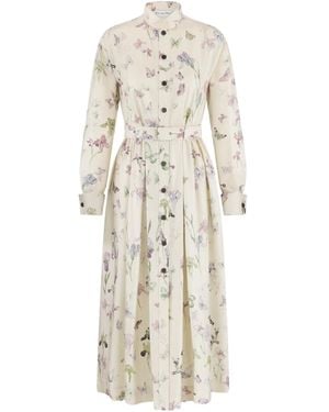 Dior Belted Printed Shirt Dress - White