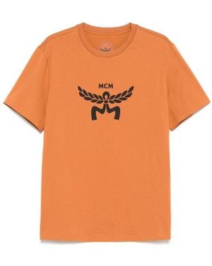 MCM Logo Printed Crewneck T-Shirt - Orange