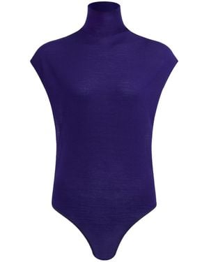 Alaïa Hat Sleeve Knitted Jumpsuit - Blue