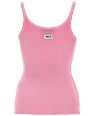 MSGM Ribbed Logo Tank Top - Pink