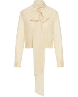 Gucci Jacquard Silk Top - White