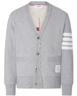 Thom Browne Embroidered-Detail Cardigan - Gray