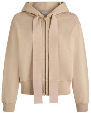 Patou Extra Long-Drawstring Zip Hoodie - Natural