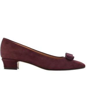 Ferragamo Vara Bow Block Heel Pump - Purple
