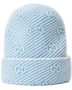 Gucci Stripe Knit Beanie - Blue