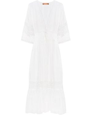Ermanno Scervino Lace-Trimmed Tiered Dress - White