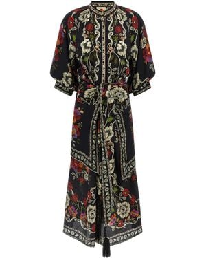 FARM Rio Rococò Flowers Belted Maxi Dress - Black