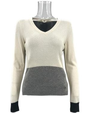 Armani Jeans V-Neck Long-Sleeved Jumper - Natural