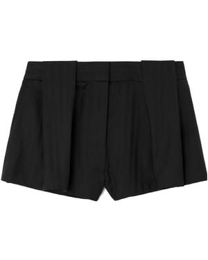 Stella McCartney Pleated Wool Jacquard Shorts - Black