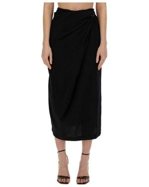 Alysi Twisted Midi Skirt - Black