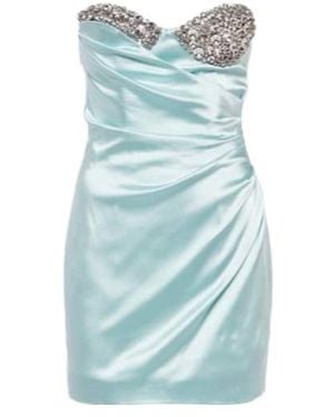 Area Crystal-Embellished Satin Minidress - Blue