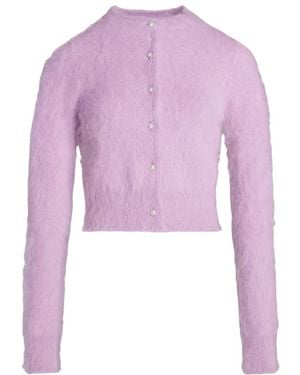 Maison Margiela Cropped Knitted Cardigan - Purple