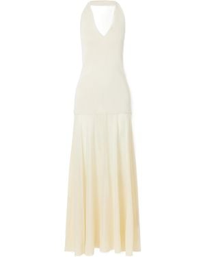 St. Agni Circle Mesh And Crepe Halterneck Maxi Dress - White