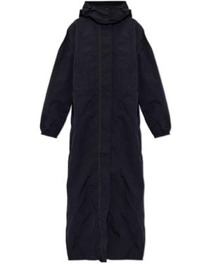 DIESEL Nylon Trench Coat With Detachable Hood - Blue