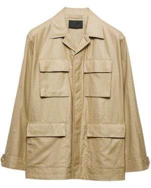 Prada Silk Safari Jacket - Natural