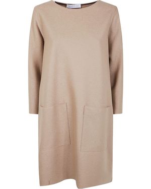 Harris Wharf London Patch-Pocket Wool Midi Dress - Natural