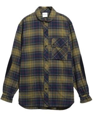 Barbour Tartan Elbow-Patch Shirt - Gray