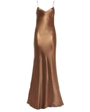 Galvan London Provence Satin Maxi Dress - Brown