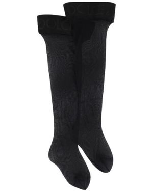 Dolce & Gabbana Logo Transparent Stockings - Black