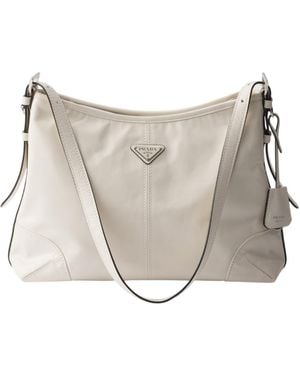 Prada Aimèe Large Leather Shoulder Bag - Natural