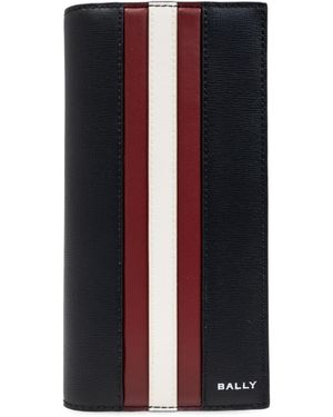 Bally Logo Plaque Striped Bi-Fold Wallet - Blue