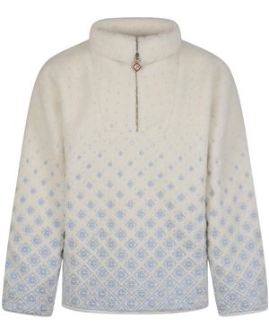 CASABLANCA Semi-Zipper Long-Sleeve Knitted Jumper - Grey
