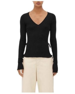 Bottega Veneta V-Neck Ribbed Jumper - Black