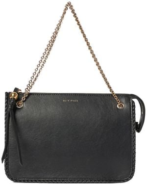 Etro Chain Strap Leather Clutch Bag - Black