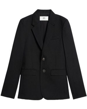 Ami Paris V-Neck Single-Breasted Blazer - Black