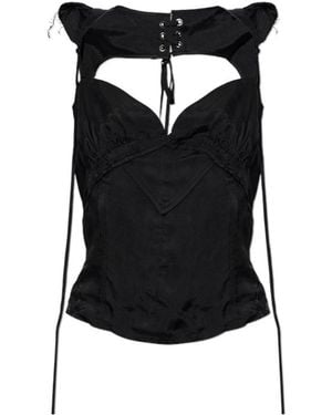 KNWLS Tie-Detail Sleeveless Top - Black