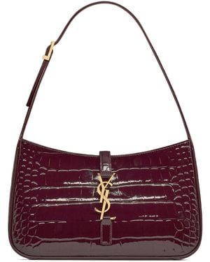 Saint Laurent Le 5 À 7 Embossed Shoulder Bag - Purple