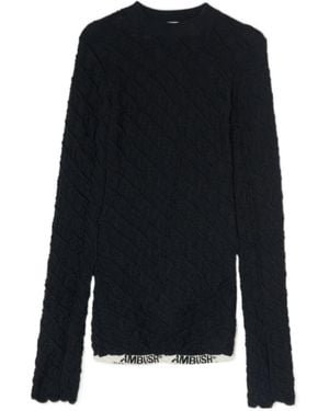 Ambush Logo-Print Crewneck Knit Top - Black