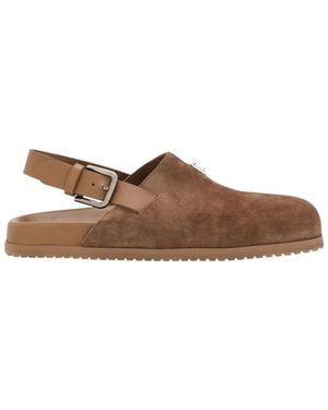 Dolce & Gabbana Logo Plaque Round Toe Mules - Brown